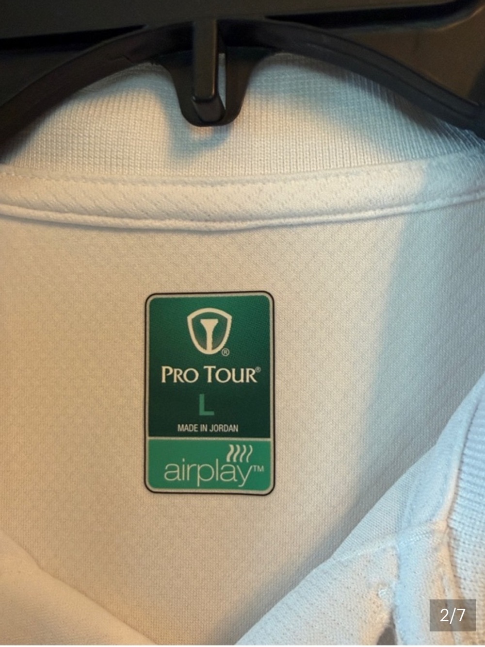 Pro Tour Men’s White Performance Golf Polo Large UPF Airplay Athletic Shirt